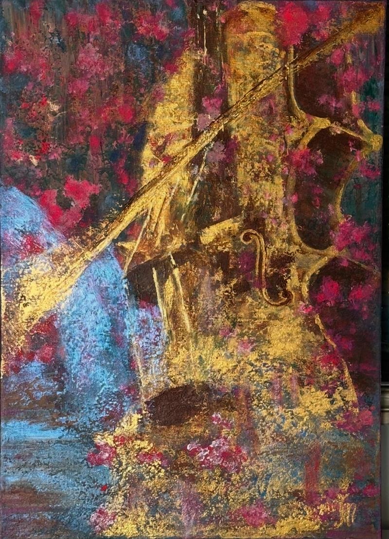“Violon doré”, painting by Martine Rachel Ovadia